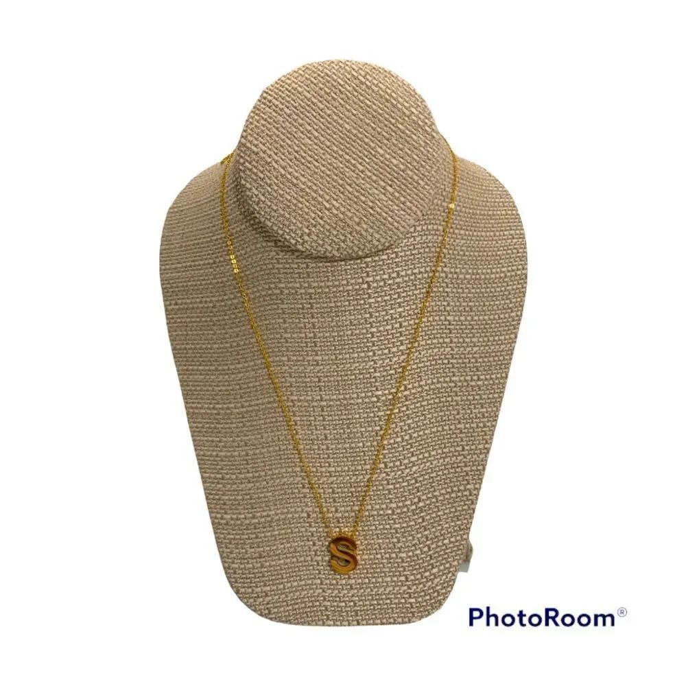 NWT Personalized Stainless Steel S initial  necklace Gold Tone Color S